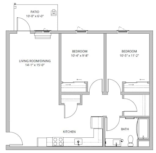 Floor Plan  A black and white image of a house floor plan.
