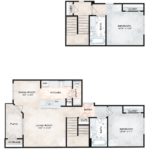 Floor Plan  the    floor plan of a small house with roommates