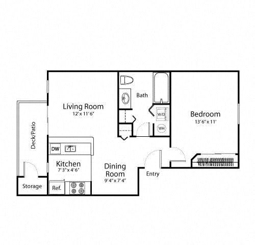 Floor Plan  1 Bed 1 Bath Floor Plan at Sage Apartments, Everett