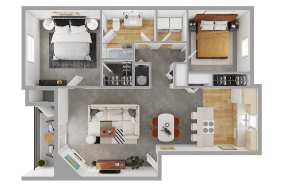 Floor Plan  2 Bedroom 1 Bathroom Floor Plan at Sage Apartments, Everett, Washington