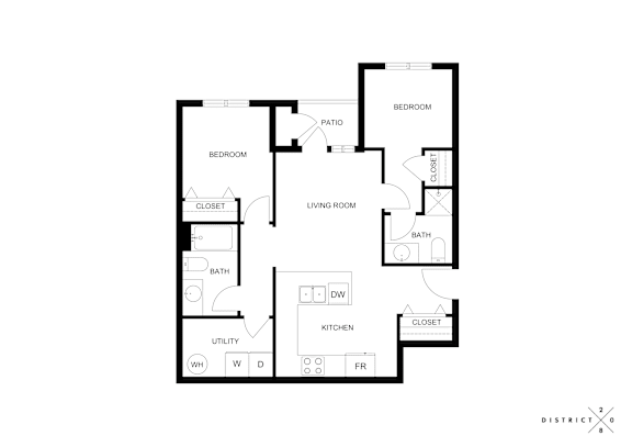 Floor Plan  A black and white diagram of a house layout with labeled rooms.