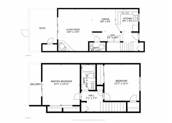 Floor Plan  2 Bedroom 1.5 Bath