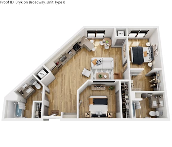 Floor Plan  A cutaway view of a small apartment layout.