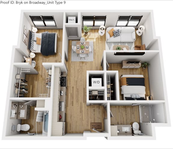 Floor Plan  A floor plan of apartment layout with a kitchen, living room, and bathroom.