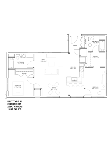 Floor Plan  2 Bed 2 Bath