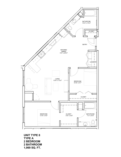 Floor Plan  2 Bed 2 Bath