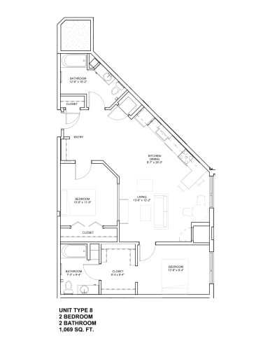 Floor Plan  2 Bed 2 Bath