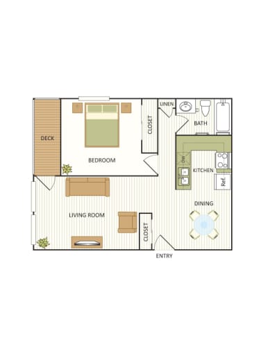 Floor Plan  Indigo One Bedroom, One Bath