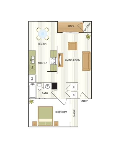 Floor Plan  Indigo One Bedroom, One Bath