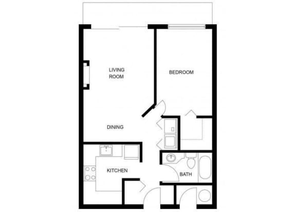 Floor Plan  Majestic Bay One Bedroom, One Bath