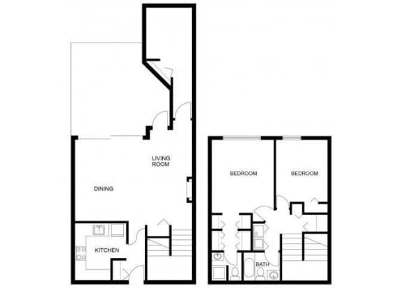 Floor Plan  Majestic Bay Two Bedroom, Two Bath with Den Townhome