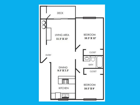 Floor Plan  Village Fair Two Bedroom, One Bathroom