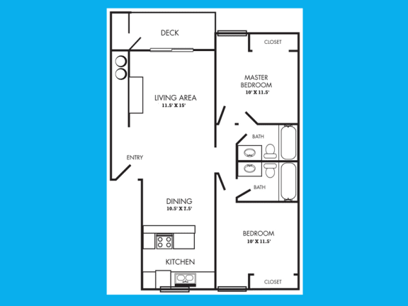 Floor Plan  Village Fair Two Bedroom, Two Bathroom