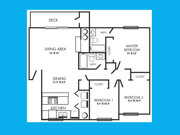 Floor Plan  Village Fair Three Bedroom, Two Bathroom