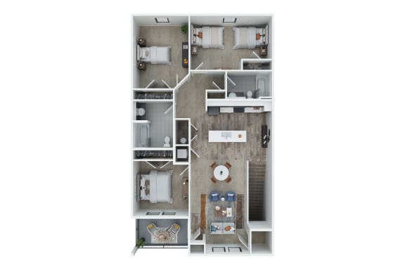 Floor Plan  3 Bedroom 2 Bath 2nd Floor with 1353 Sq. Ft. at Union at Oak Grove, Michigan, 48855