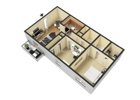 Floor Plan  2 Bedroom, 2 Bathroom Modern
