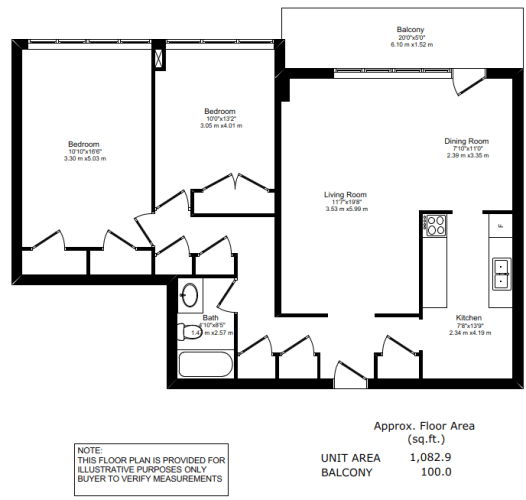 Floor Plan  a floor plan of a unit with a bedroom and a living room