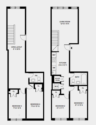 Floor Plan  4 Bed 2 Bath