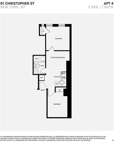 Floor Plan  2 Bed 1 Bath