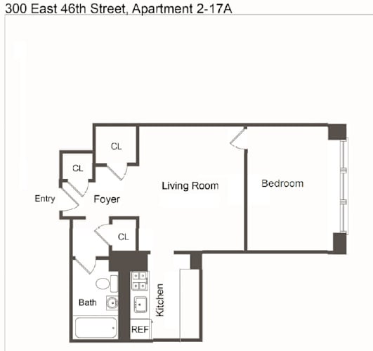 Floor Plan  Studio 1 Bath
