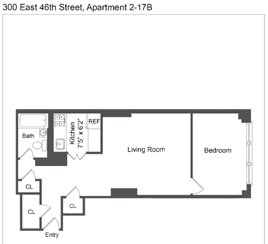 Floor Plan  B Line 1 Bed 1 Bath