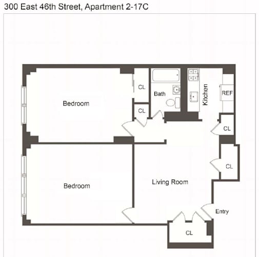 Floor Plan  C Line 2 Bed 1 Bath