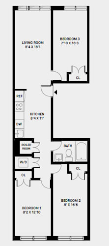 Floor Plan  3 Bed 1 Bath