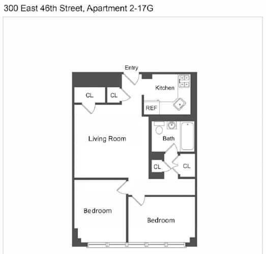 Floor Plan  G Line 2 Bed 1 Bath