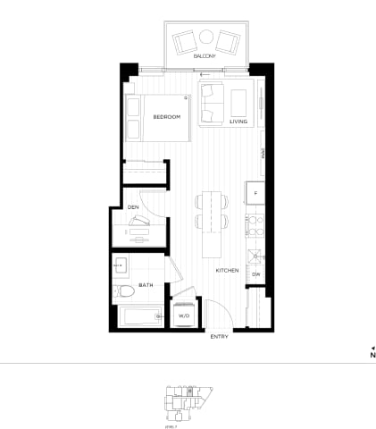 Floor Plan  A black and white image of a floor plan for a two bedroom apartment.