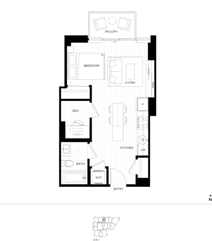 Floor Plan  A black and white image of a floor plan for a house.
