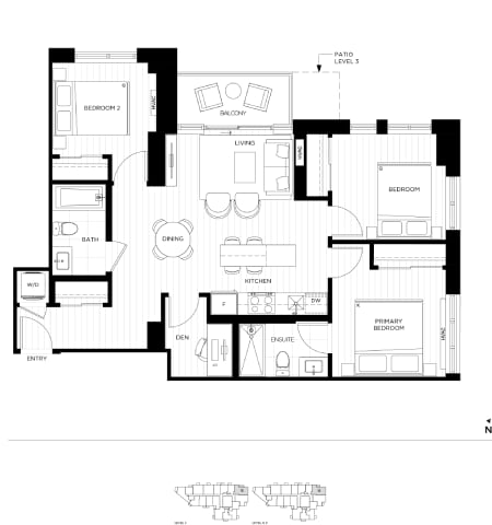 Floor Plan  A black and white floor plan of a house with labeled rooms.