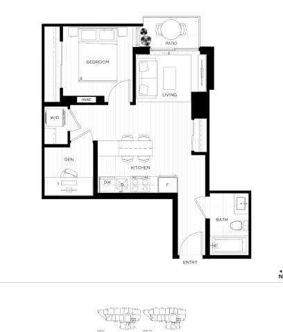 Floor Plan  A black and white image of a house floor plan.