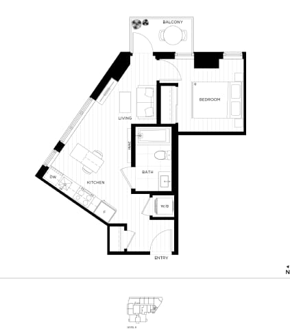Floor Plan  A black and white image of a house floor plan.