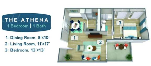 Floor Plan  1 bed 1 bath floor plan at Sofia Apartments, Arizona