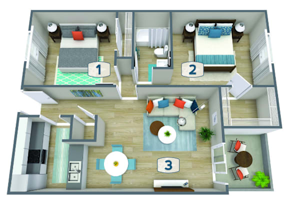 Floor Plan  Reef - 2bed 1bath