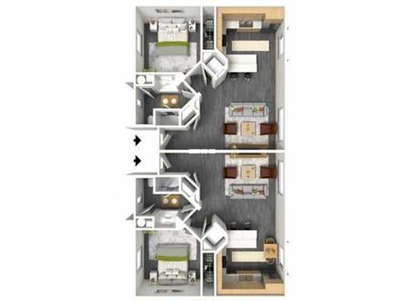 Floor Plan  1 bed 1 bath floor plan 634 Sq. Ft. at Villas on Olive, Peoria, AZ, 85345