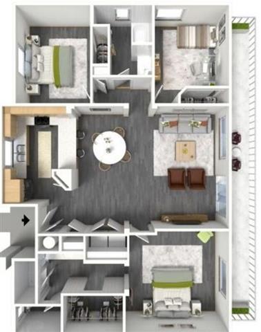 Floor Plan  3 bed 2 bath 1,314 Sq. Ft. at Villas on Olive, Peoria, 85345