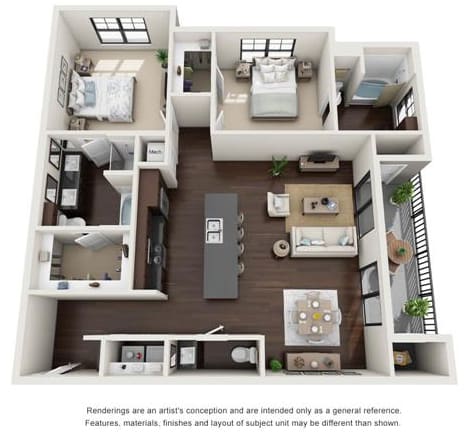 Floor Plan  this is a 3d floor plan of a 852 square foot 1 bedroom apartment at the at The Pointe at Valley Ranch Town Center, New Caney, TX, 77357