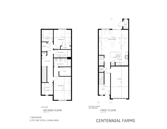 Floor Plan  A black and white image of two floor plans for a house.