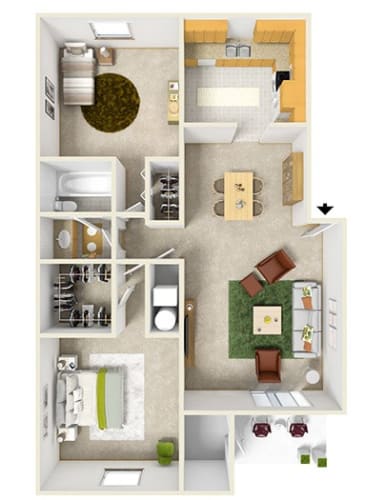 Floor Plan  a furnished apartment with a bedroom and living room