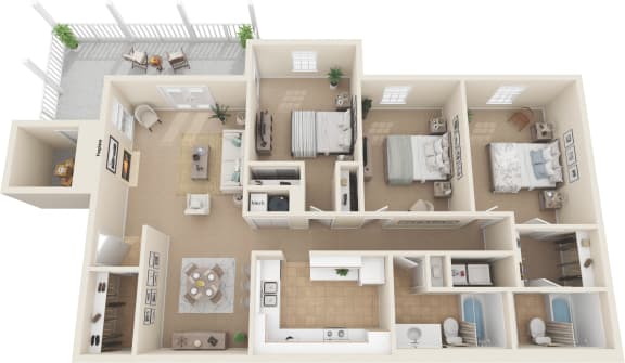 Floor Plan  this is a 3d floor plan of a 824 square foot 1 bedroom apartment at the