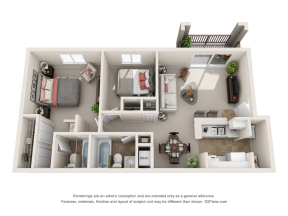 Floor Plan  a 3 bedroom floor plan is shown in this rendering