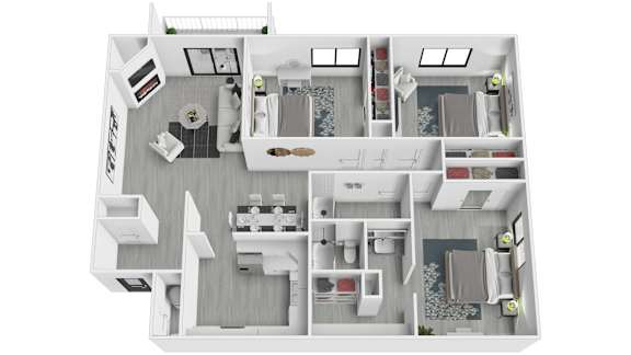 Floor Plan  A detailed floor plan of a two-story residential apartment.