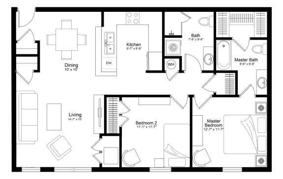 Floor Plan  a floor plan of a home with a bedroom and a living room