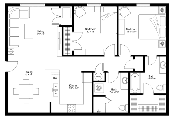 Floor Plan  a floor plan of a home with a bedroom and a living room