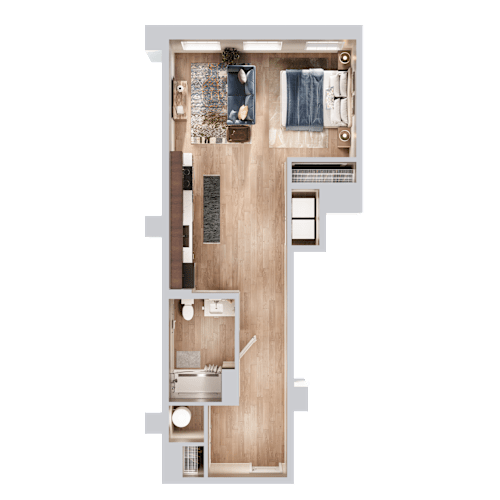 Floor Plan  1 bed 1 bath at Oskamp Flats Apartments, Cincinnati