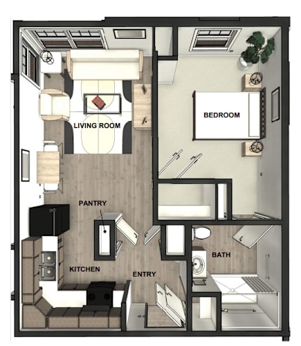 Floor Plan  A black and white image of a floor plan of a house.