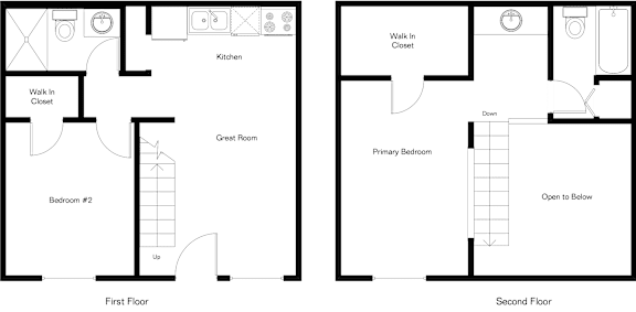 Floor Plan  A floor plan of a two-story house with labeled rooms.