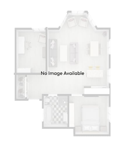 Floor Plan  A floor plan of a house with a kitchen, living room, and two bedrooms.