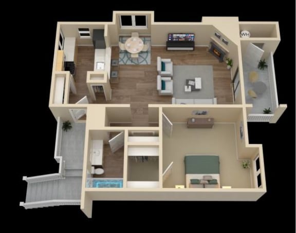 Floor Plan  a 3d drawing of a floor plan of a house